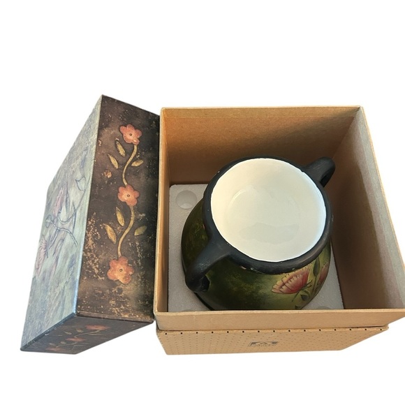 Lang Candles Melting Bean Pot Candle Warmer - "Romance 'n Blooms” - Never Used! - Picture 1 of 15